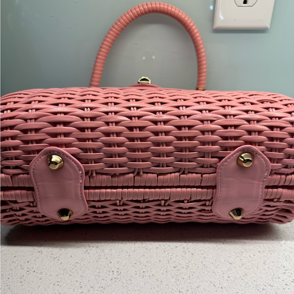 Pinup Girl Clothing Wicker Purse Pink - Picture 4 of 6